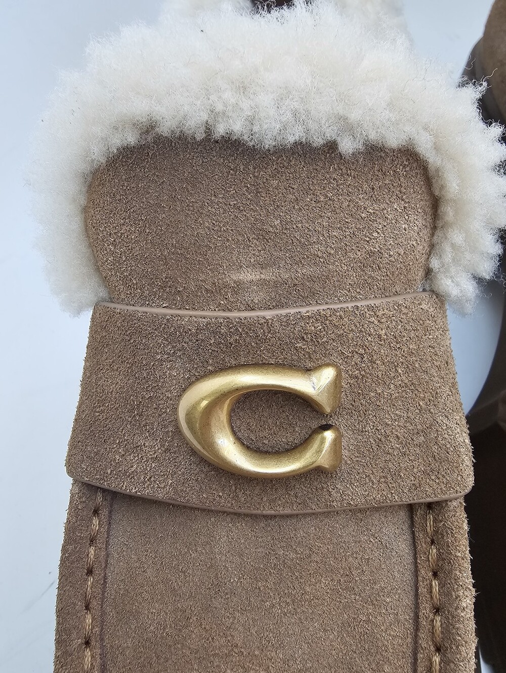 Coach Leah Platform Suede Shearling Loafers - Picture 4 of 11